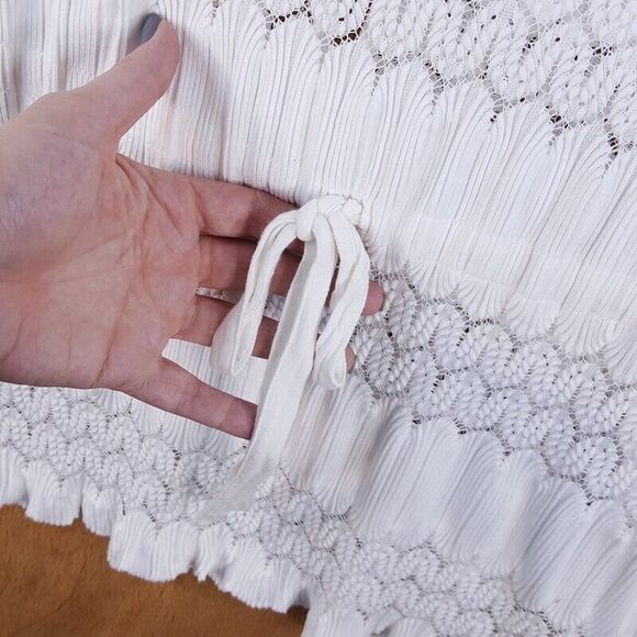 FREE PEOPLE Womens Top Small White Pullover Peplum Sheer Stretch FIRE ISLAND - Picture 4 of 11